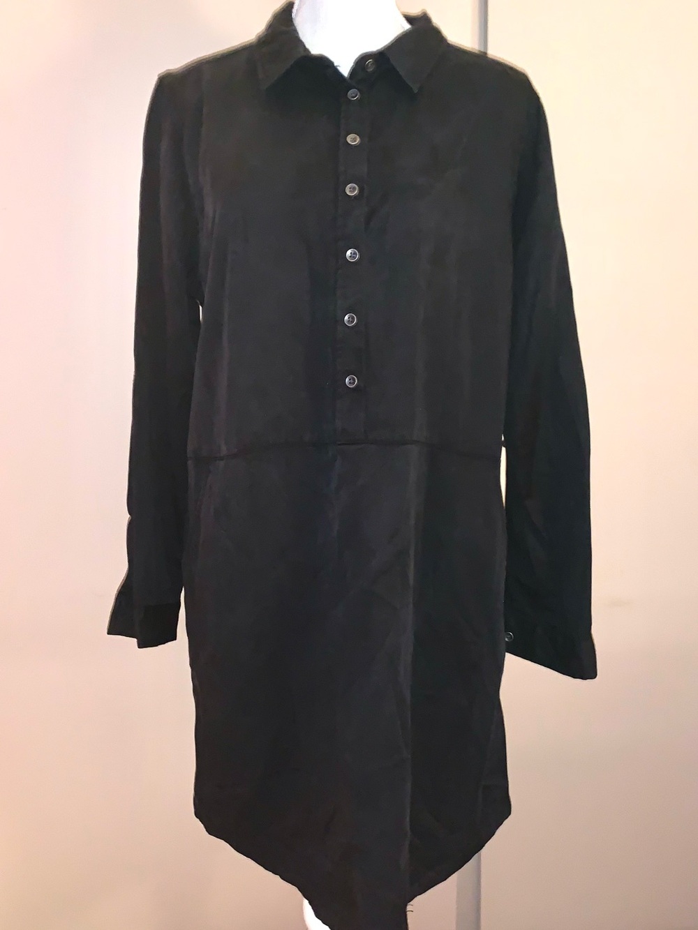 Time and Tru Black Half Button Down Dress